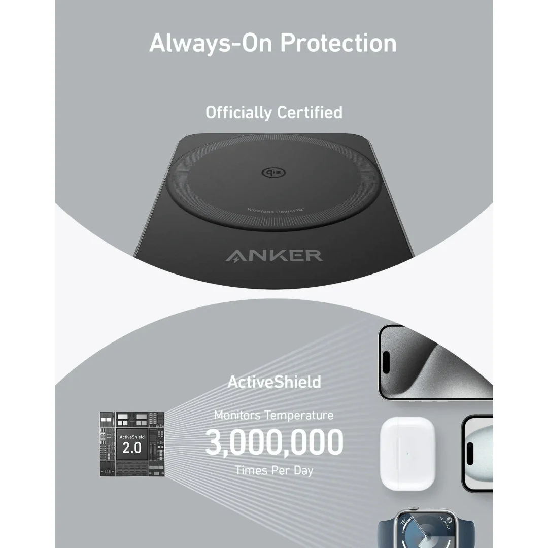 Anker MagGo Wireless Charging Station 15W Foldable 3 in 1- Black - Image 7