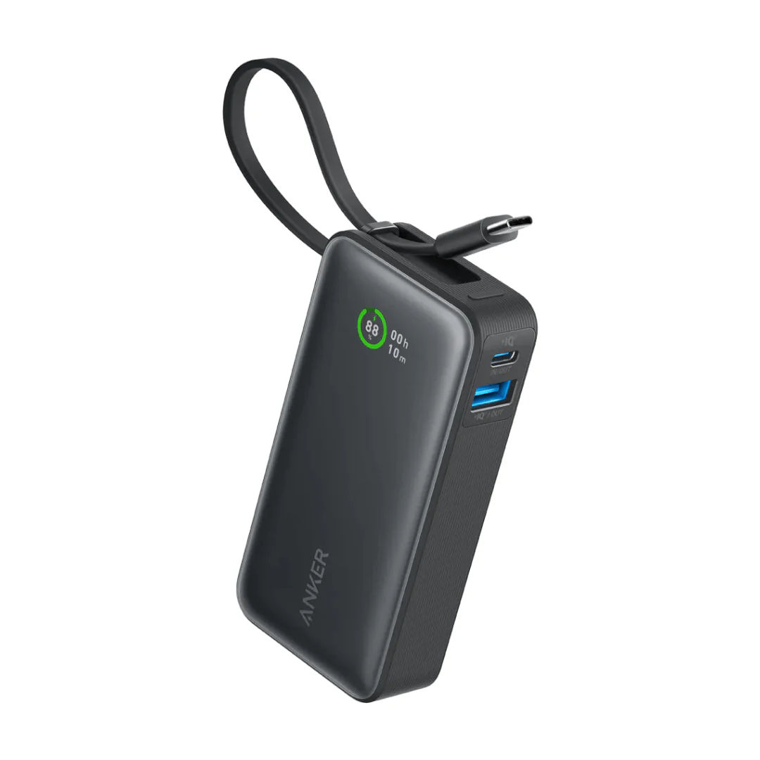 Anker Nano Power Bank 30W 10,000mah Built In USB C Cable - Black