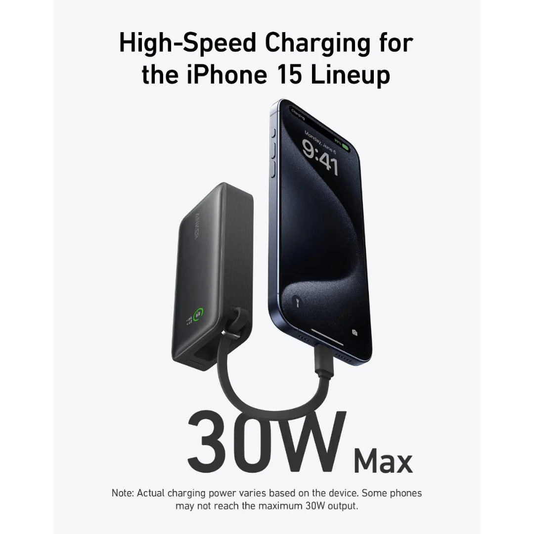Anker Nano Power Bank 30W 10,000mah Built In USB C Cable - Blue - Image 6