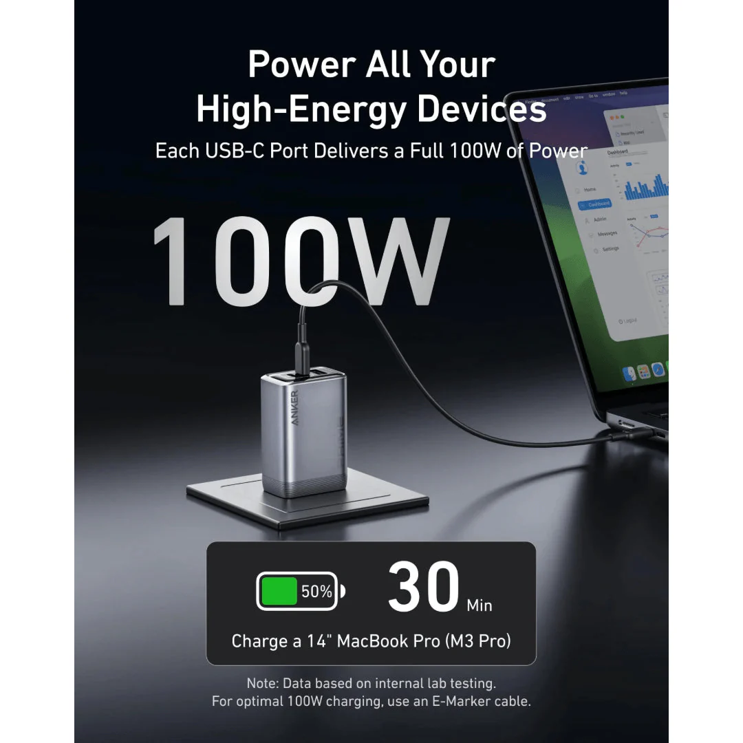 Anker Prime Charger 100W 3 Ports ( 2 x USB C 1 x USB A ) GaNPrime - A2688241 - Image 3