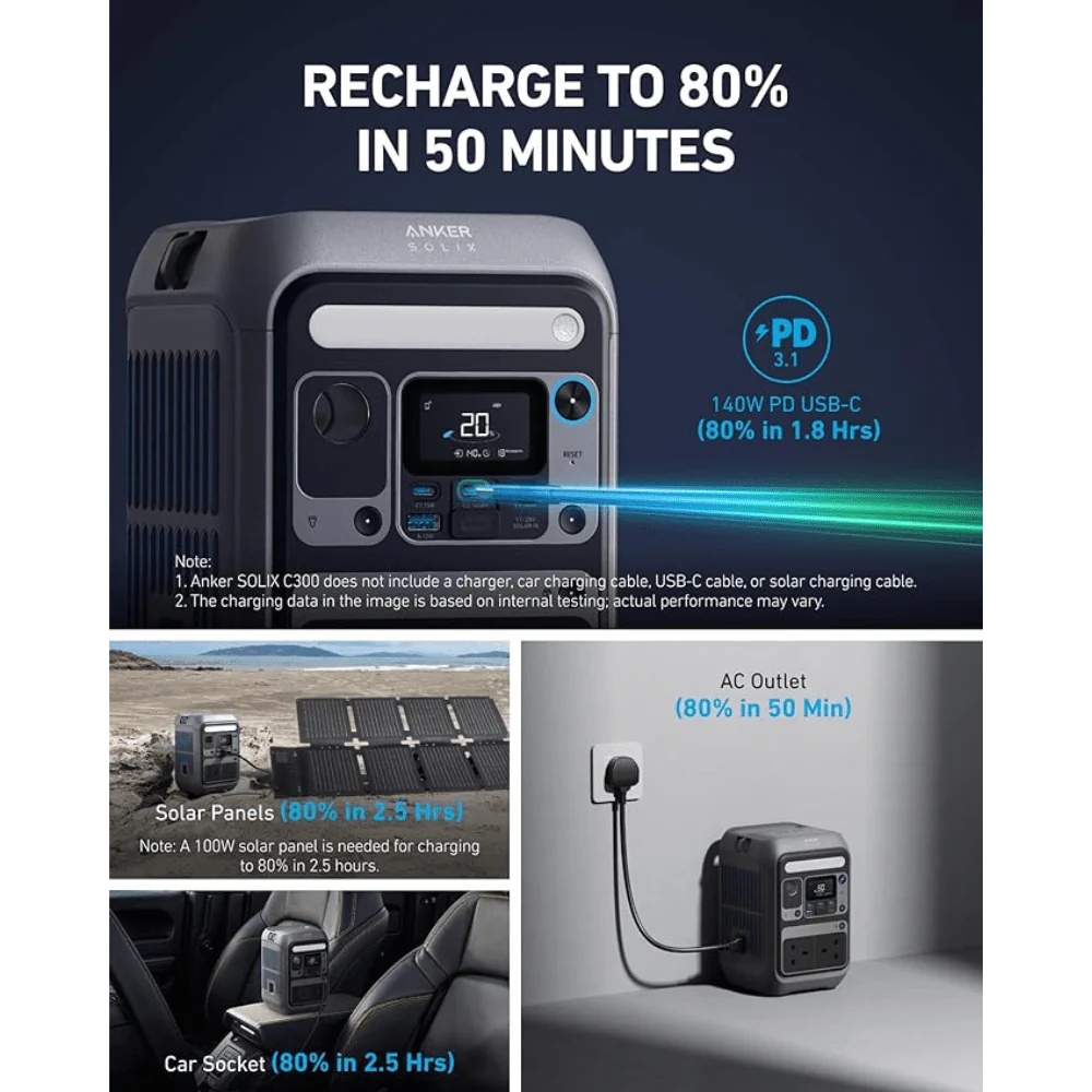 Anker Solix C300X Portable Power Station 300W | A1723211 - Image 3