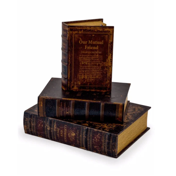 Antique Books 3pc Storage Box Set