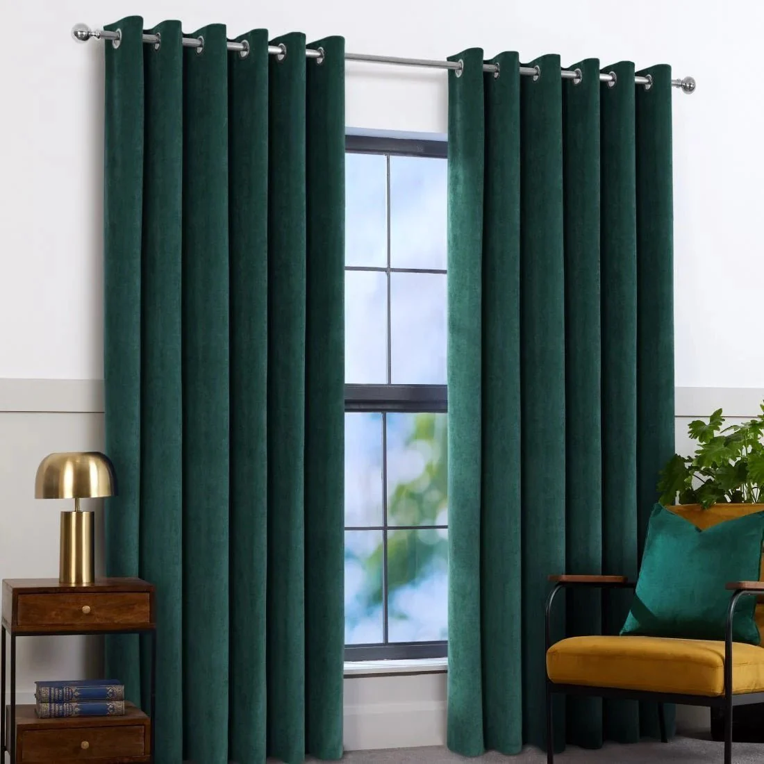 Arosa Emerald Eyelet Curtains 90 x 90