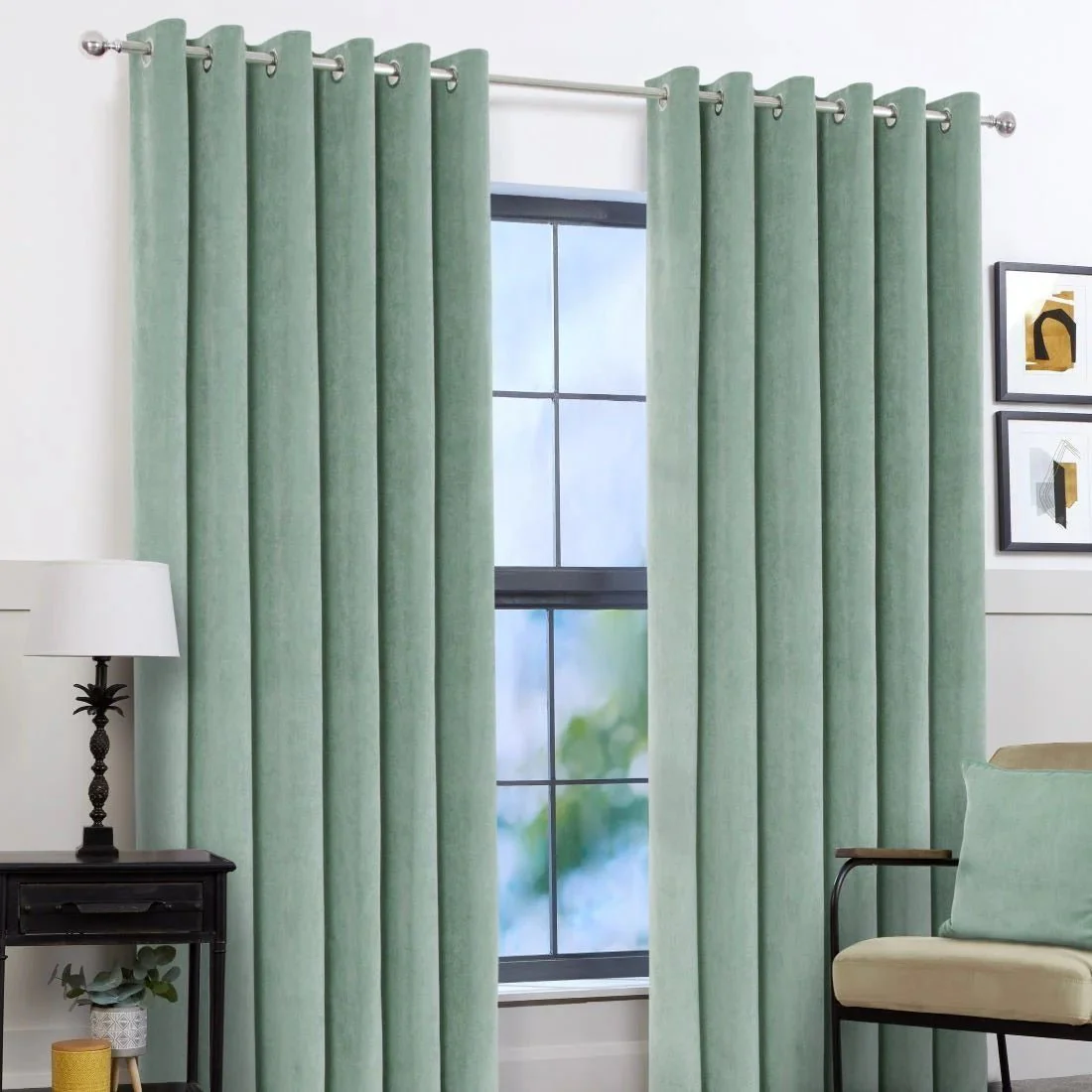 Arosa Eucalyptus Eyelet Curtains 66 x 90