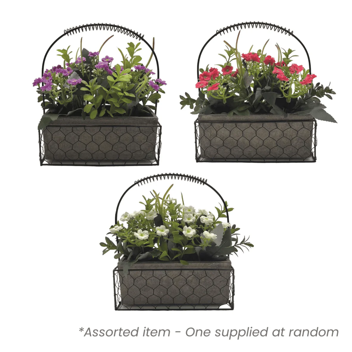 Artificial Floral Basket 21.5cm Assorted - One Supplied*