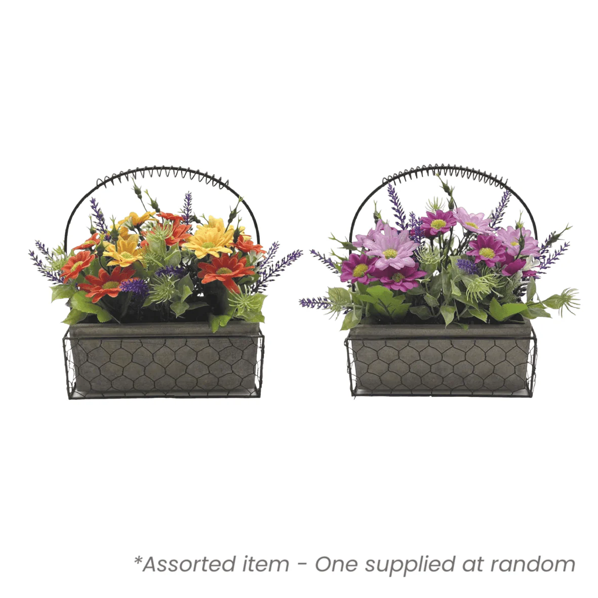 Artificial Mixed Floral Basket 21cm Assorted - One Supplied*