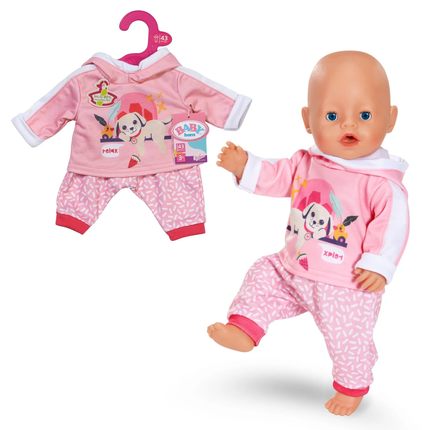 Baby Born Jogging Suit Pink 43cm - Image 5