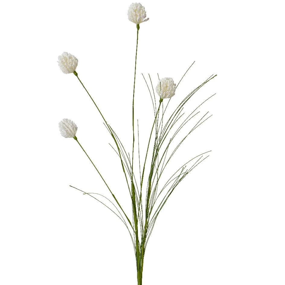 Ball Flowers on Stem Spray White