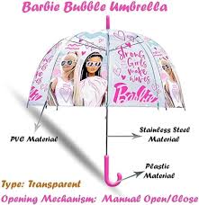 Barbie Transparent Umbrella 19In - Image 2