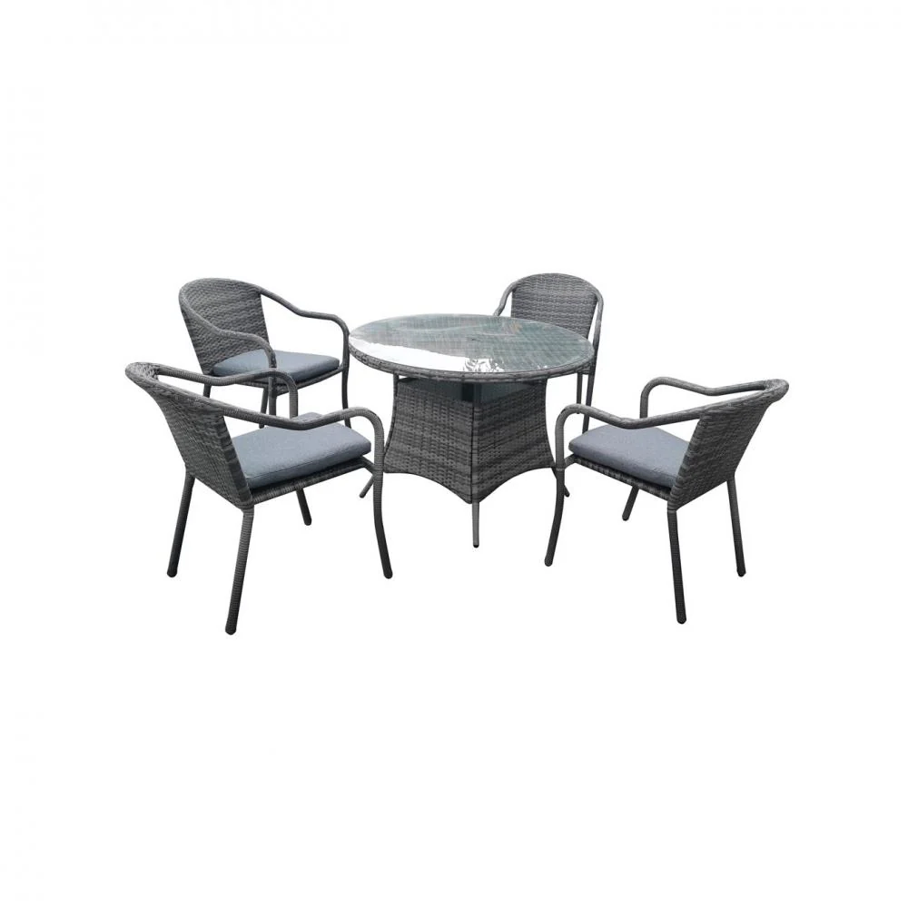 Barcelona 4 Seater Round Rattan Furniture Set - 1m