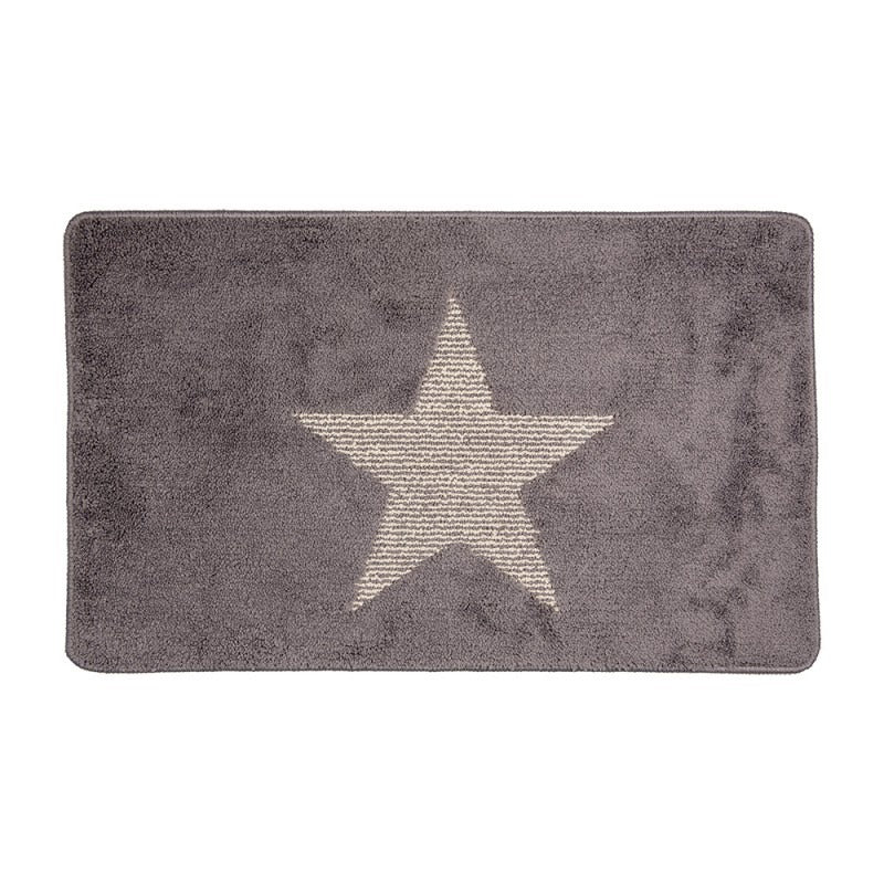 Bath Mat 78 x 48cm Grey Polyester Star Rectangle