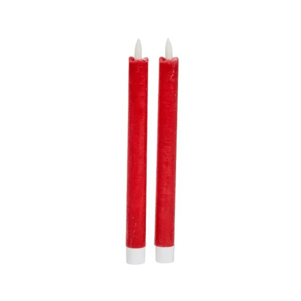 Battery Operated Faux Flame Table Candles, 2pk - Red
