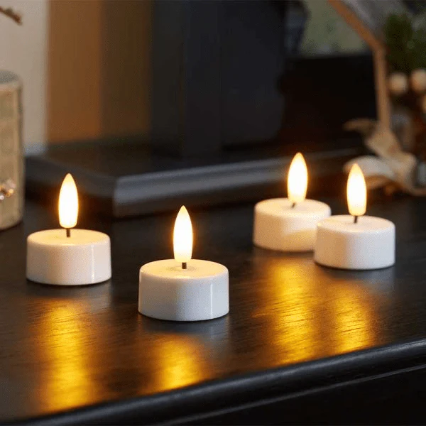 Battery Operated Faux Flame Tea-Lights, 4pk