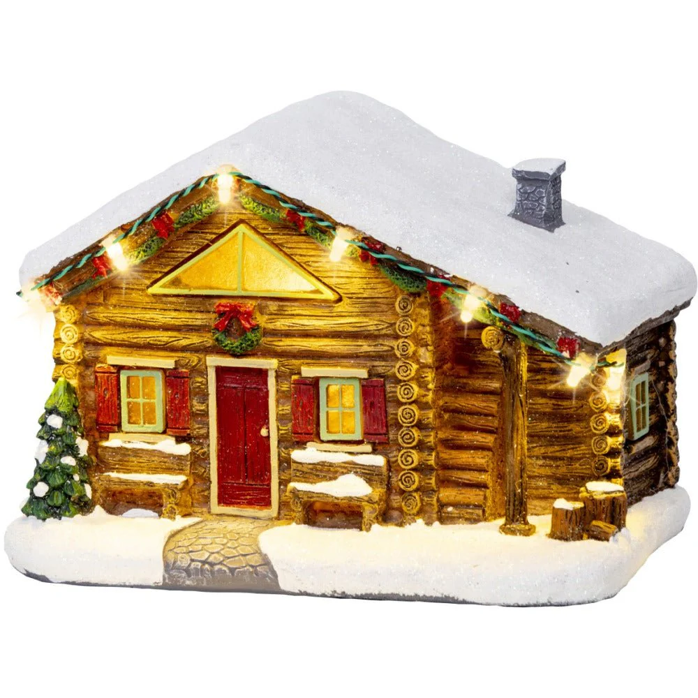 Battery Operated Led Winter Log Cabin