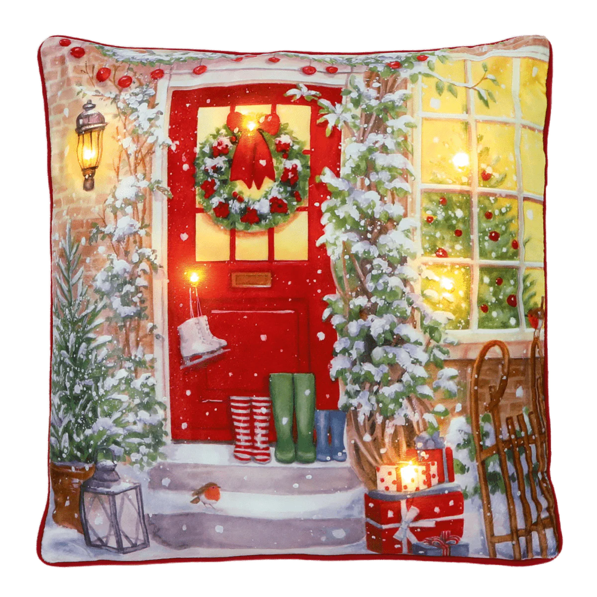 Battery Operated Lit Cushion Christmas Doorstep Magic 45 x 45cm