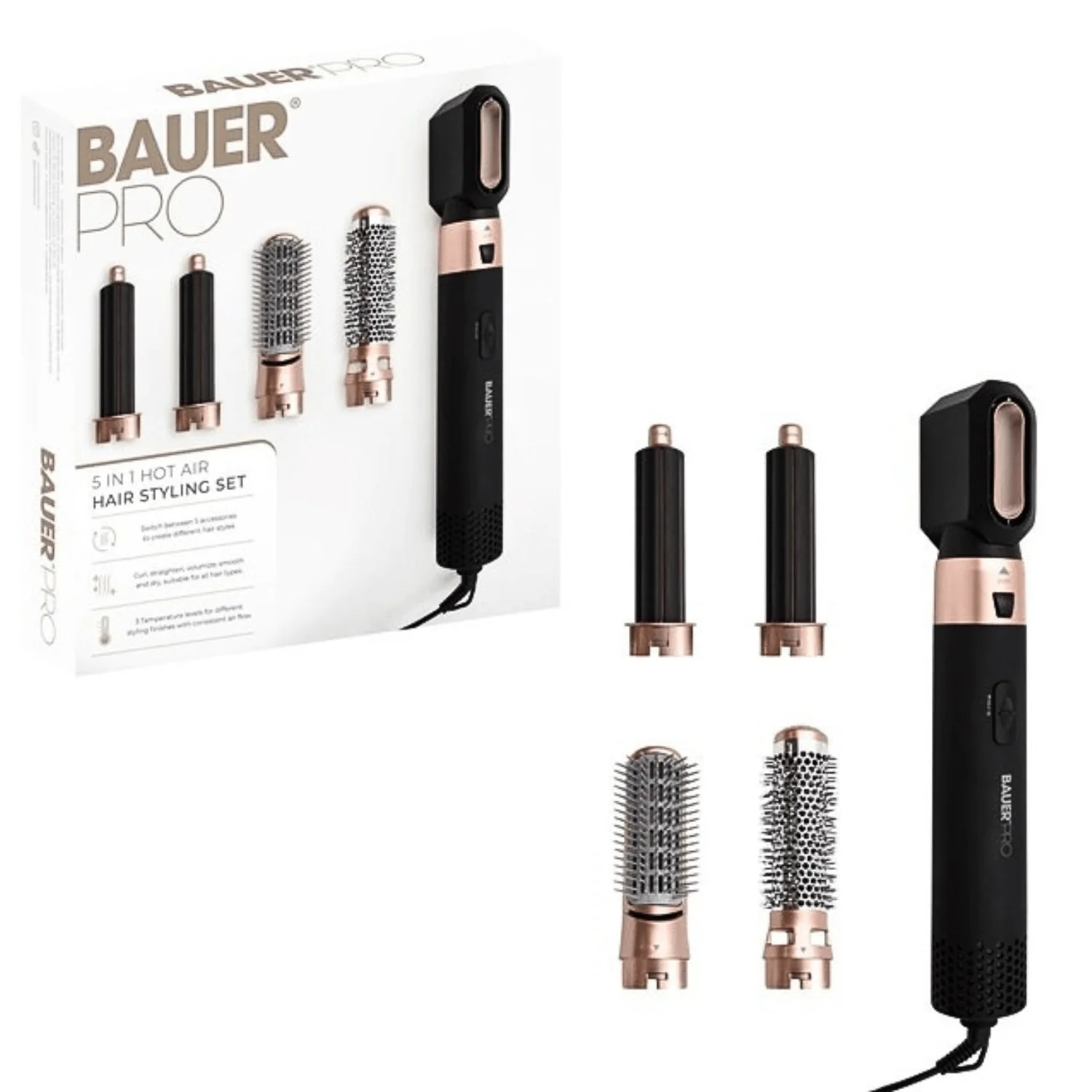 Bauer 5 in 1 Hot Air Hair Styling Set - Image 2