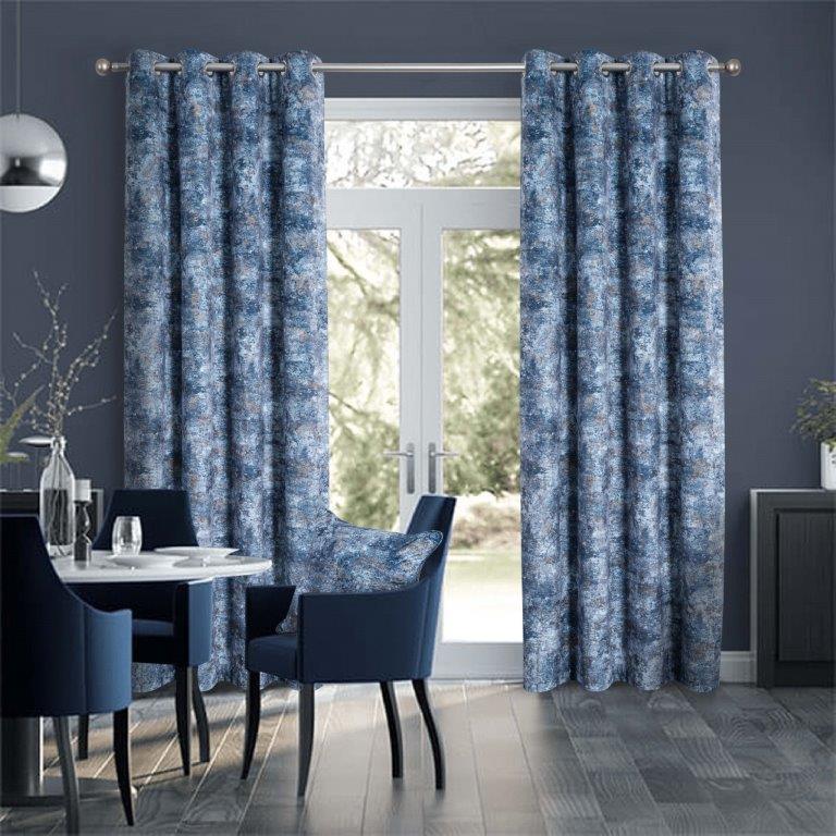 Bavaria 90" x 90” Lined Eyelet Curtains Slate