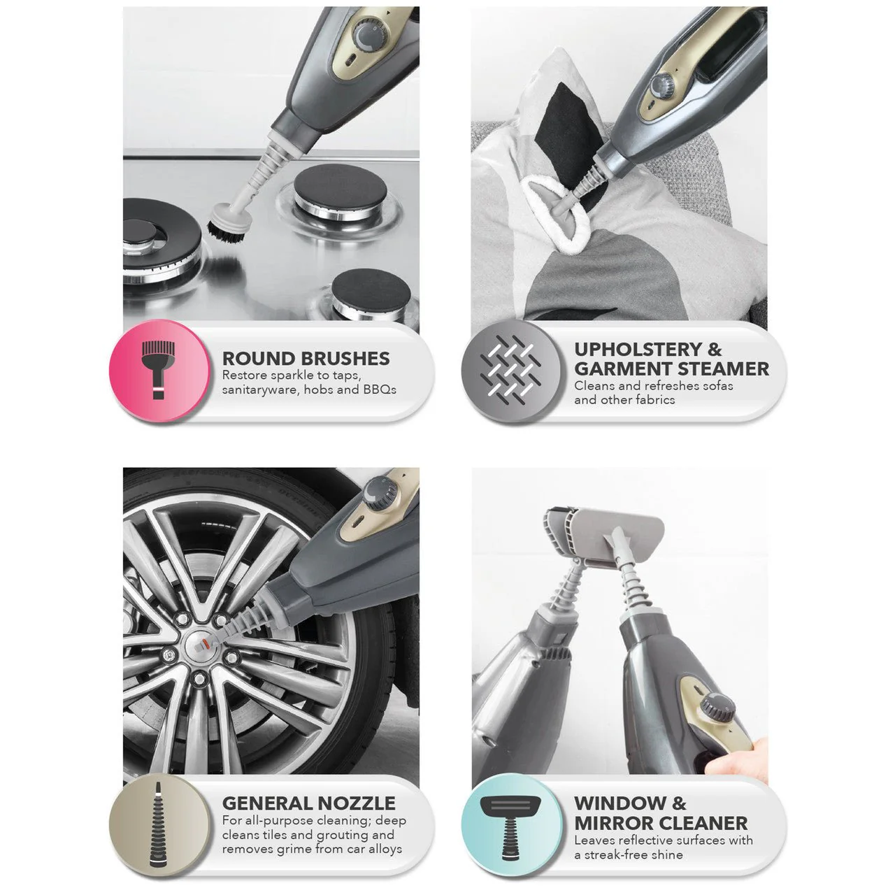 Beldray 14 in 1 Steam Cleaner – Flexi-Hinge, Titanium 1300W - Image 3