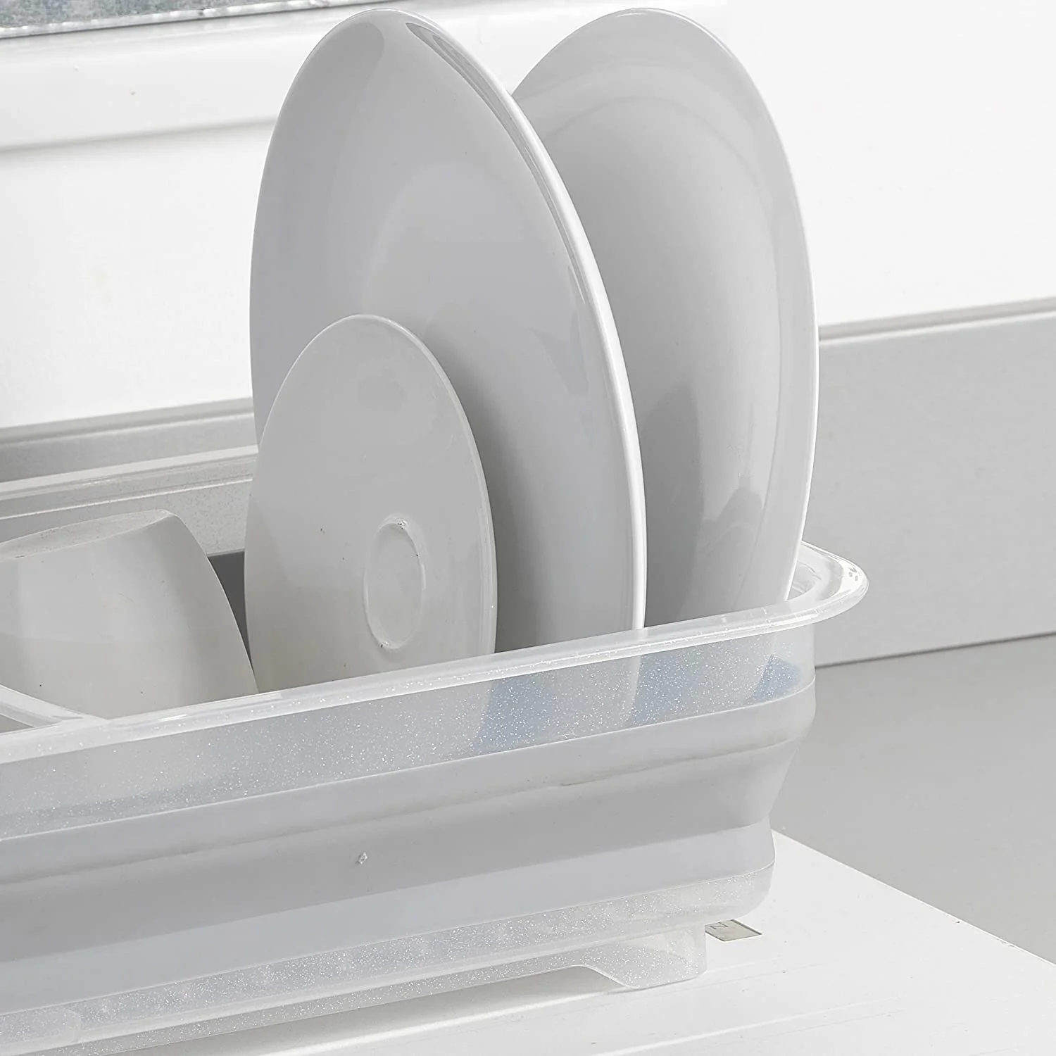Beldray Glisten Glitter Grey Collapsible Dish Drainer with Cutlery Divider - Image 4