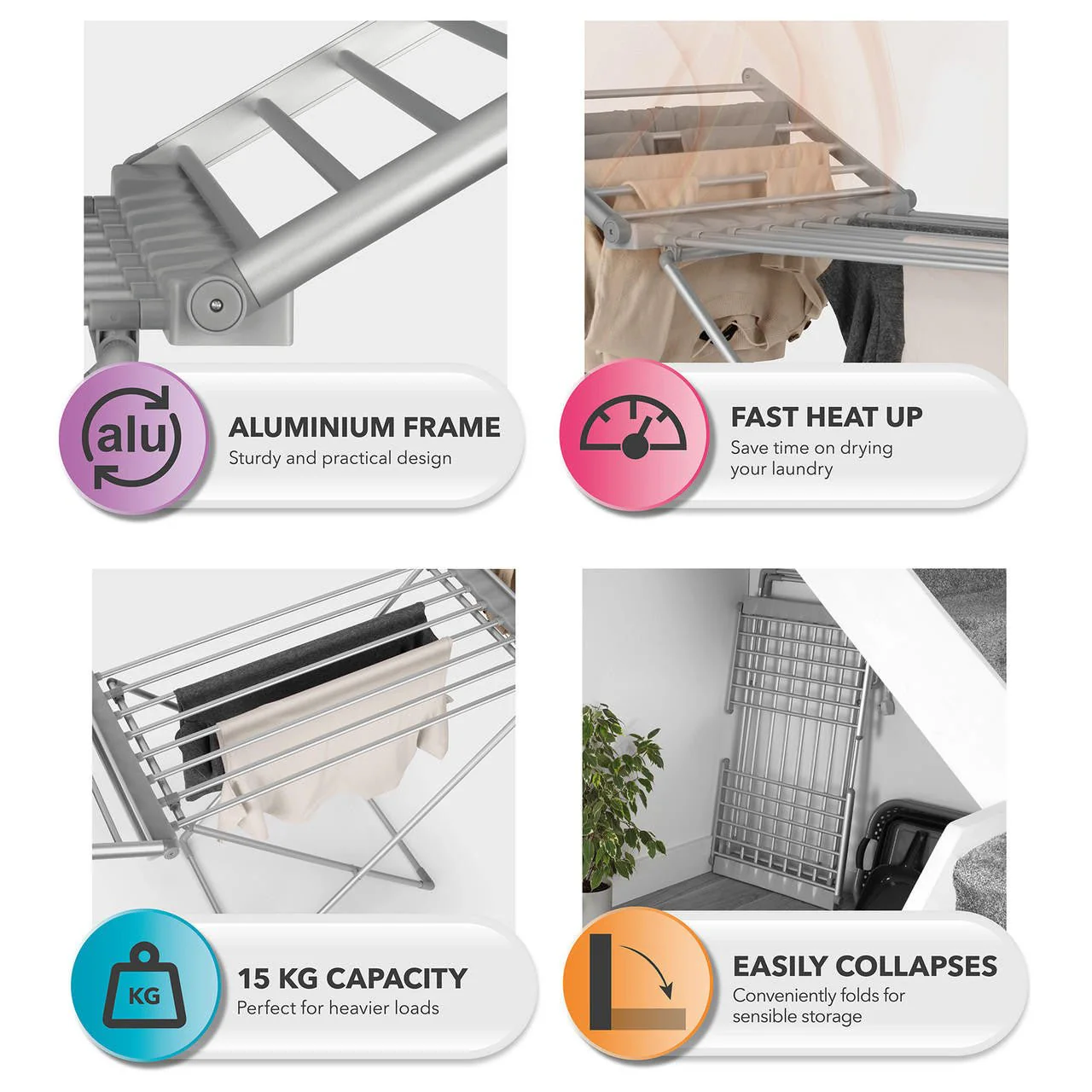 Beldray Heated Airer with Wings, 15kg Capacity, 230W - Image 6