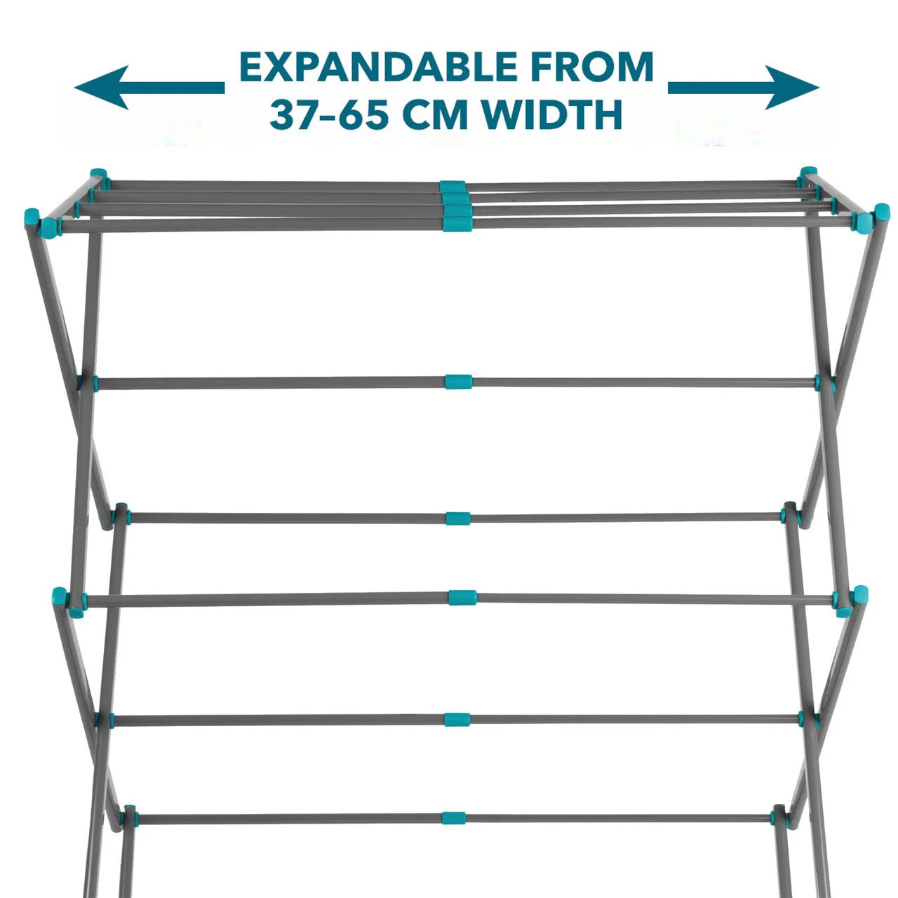 Beldray Three Tier Expandable Clothes Airer Turquoise and Grey - Image 2