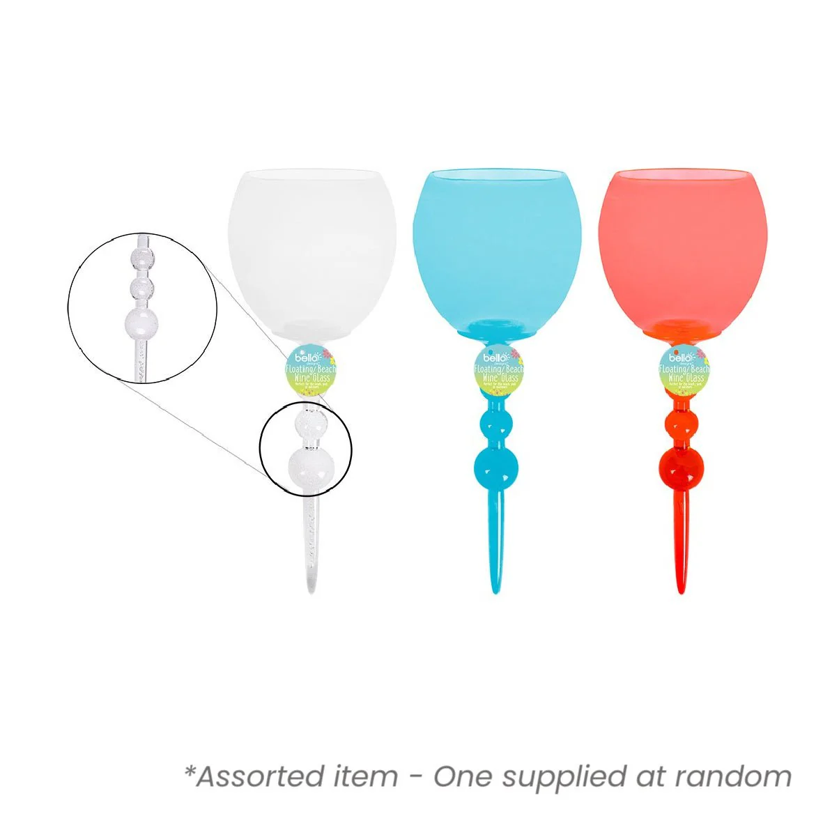 Bello 12oz Floating Outdoor Wine Glass Assorted - One Supplied*