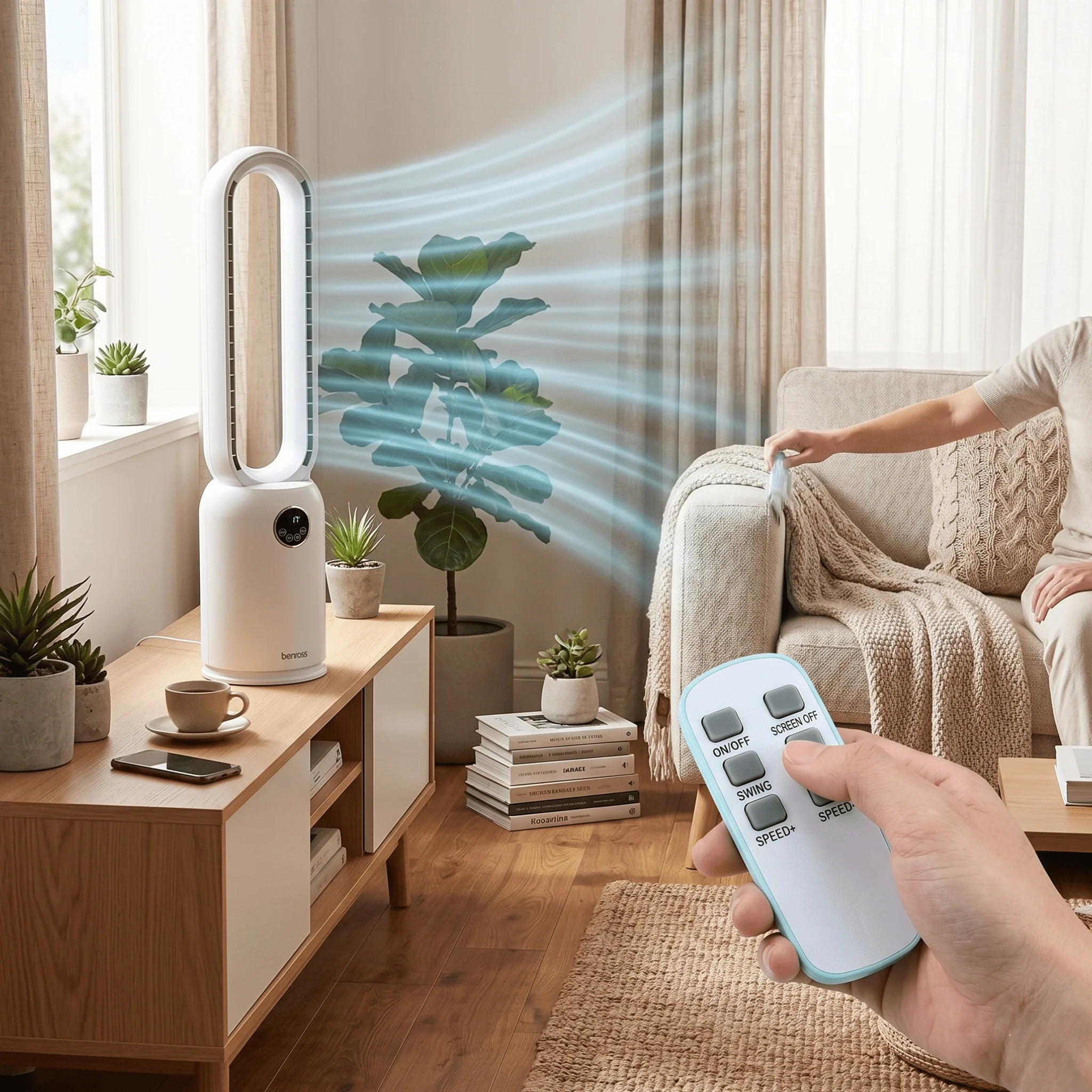 Benross Bladeless Tower Fan with Remote Control - Image 2