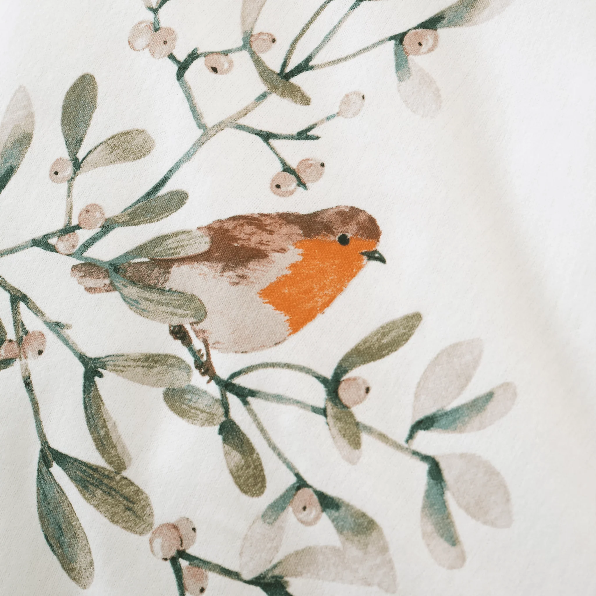 Bianca Brushed Cotton Mistletoe Robins Reversible Duvet Cover Set Kingsize - Image 3