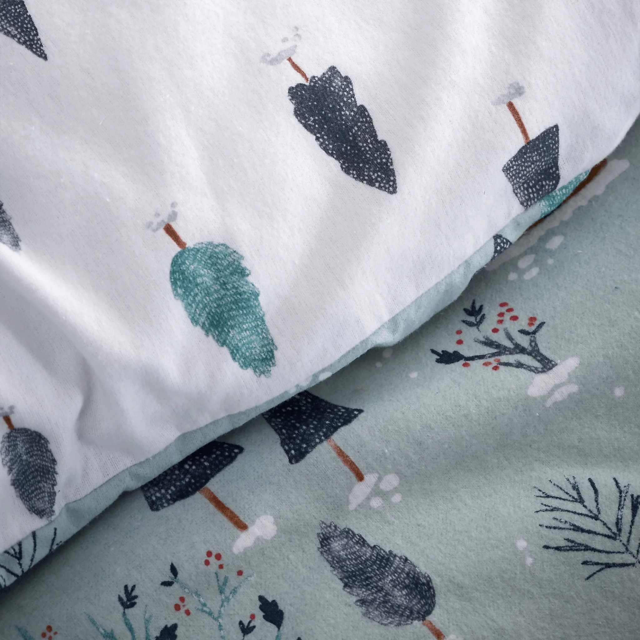 Bianca Brushed Cotton Reversible Winter Scene Duvet Cover Set Double - Image 5
