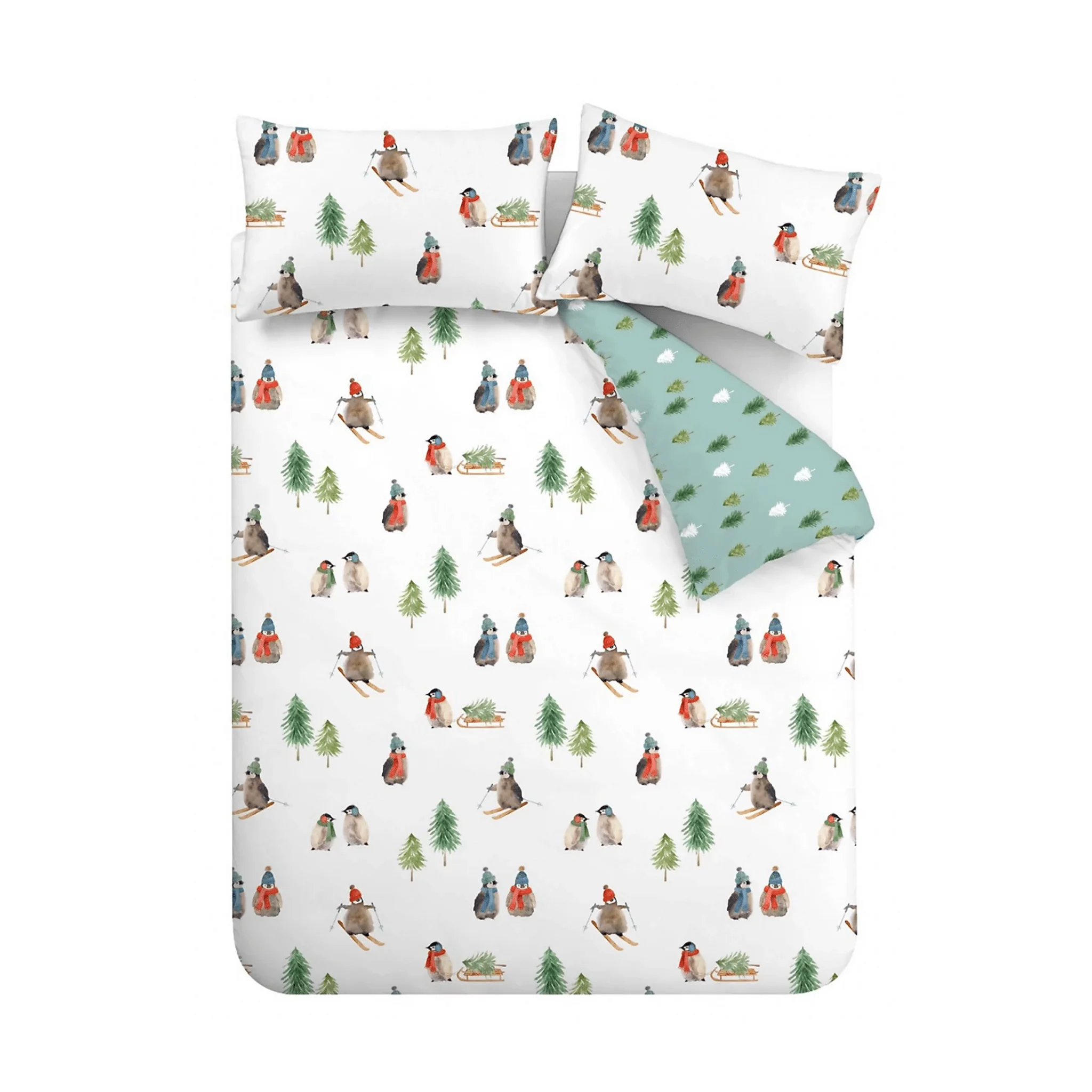 Bianca Brushed Cotton Snowy Penguin Reversible Duvet Cover Set Single - Image 5