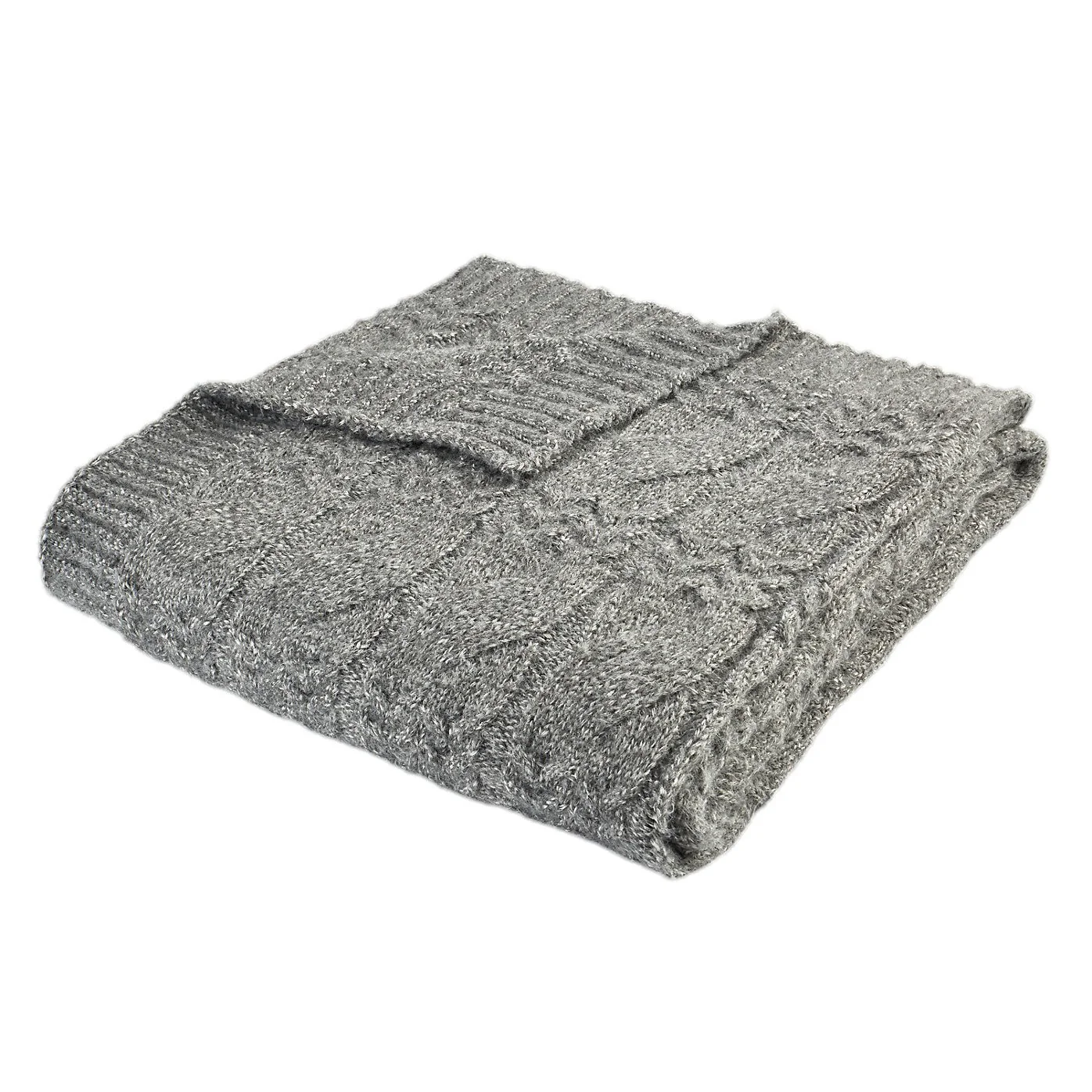 Bianca Cable Knit Blanket Throw – Grey (130x170cm) - Image 4