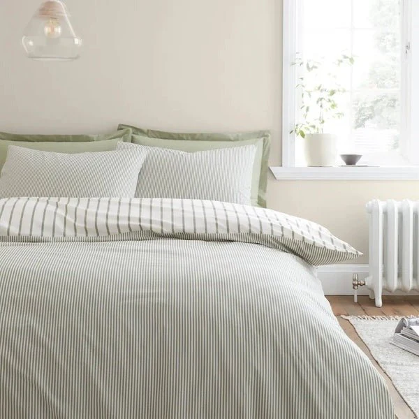 Bianca Hampton Stripe Green 200 Thread Count Duvet Cover Set – Double - Image 3