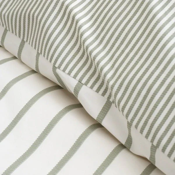 Bianca Hampton Stripe Green 200 Thread Count Duvet Cover Set – King - Image 5