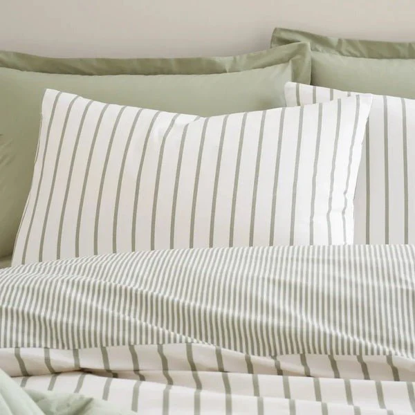 Bianca Hampton Stripe Green 200 Thread Count Duvet Cover Set – Super King - Image 2