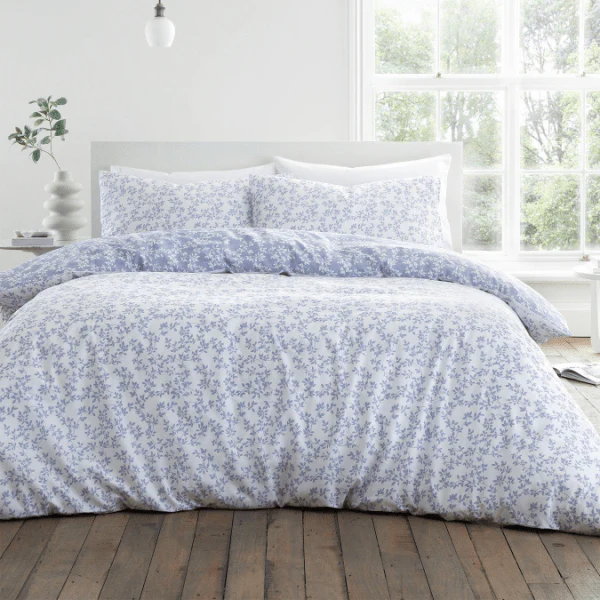 Bianca Shadow Leaves Blue 200TC Duvet Cover Set Kingsize - Image 2