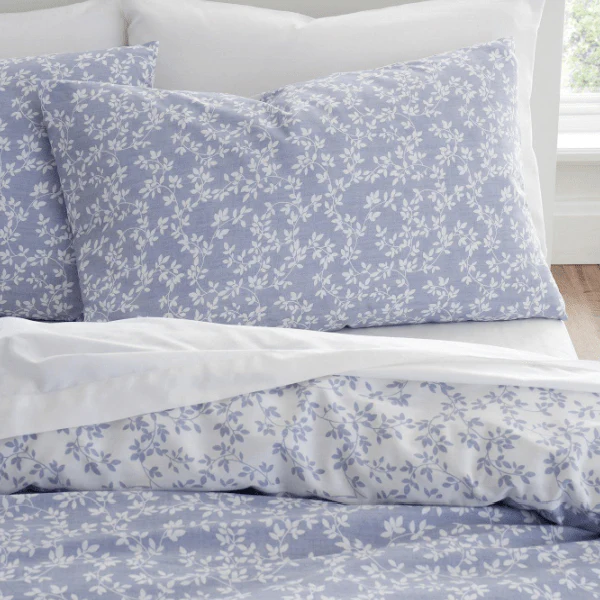 Bianca Shadow Leaves Blue 200TC Duvet Cover Set Single - Image 4
