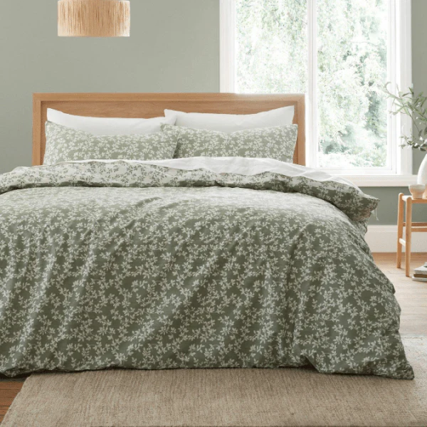 Bianca Shadow Leaves Green 200TC Duvet Cover Set Single