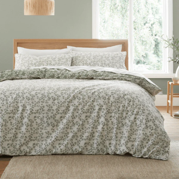 Bianca Shadow Leaves Green 200TC Duvet Cover Set Single - Image 2