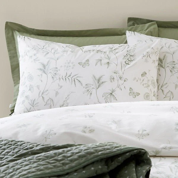 Bianca Thea Floral 200 Thread Count Cotton Green Reversible Duvet Cover Set – Double - Image 2