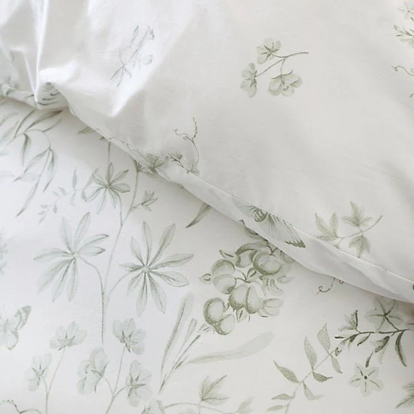 Bianca Thea Floral 200 Thread Count Cotton Green Reversible Duvet Cover Set – Double - Image 3