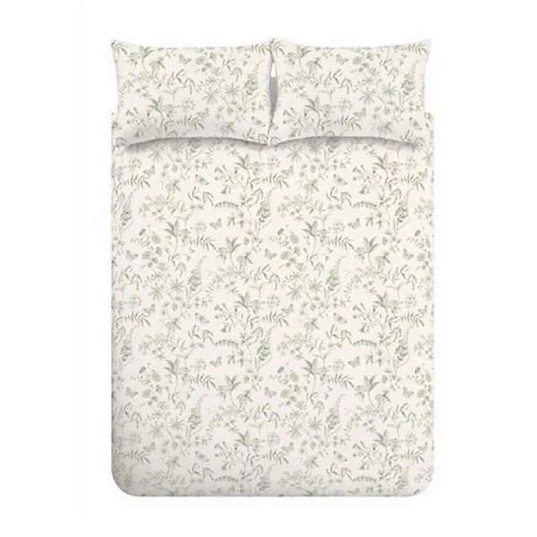 Bianca Thea Floral 200 Thread Count Cotton Green Reversible Duvet Cover Set – Double - Image 5