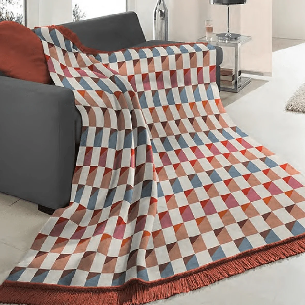 Biederlack Cotton Rich Colton Bricks Red Blanket 140 x 180cm