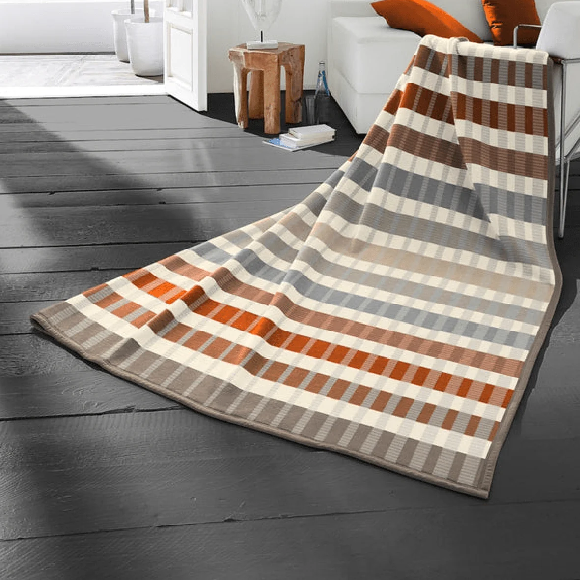 Biederlack Cotton Rich Hanley Stripe Blanket 140 x 180cm - Image 2