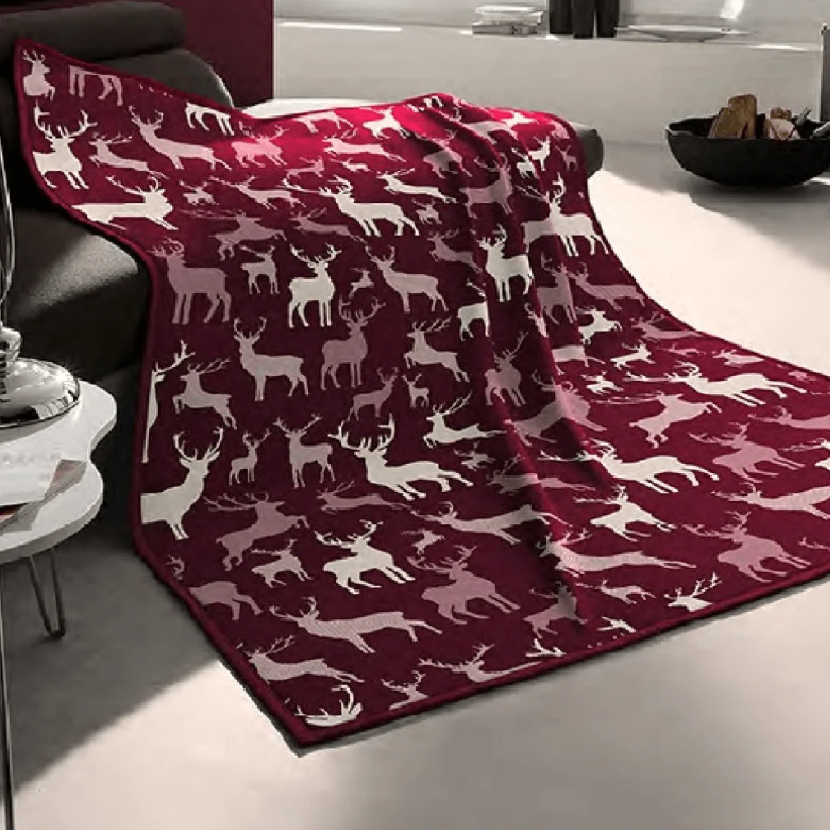 Biederlack Cotton Rich Reindeer Red Blanket 140 x 180cm