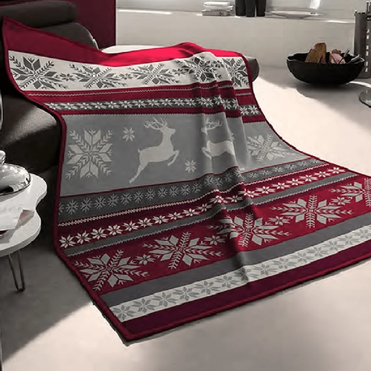 Biederlack Cotton Rich Snowflake Red Blanket 140 x 180cm