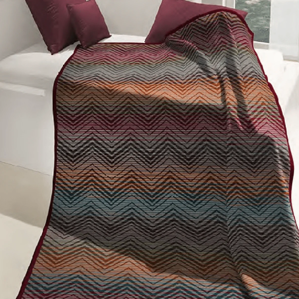 Biederlack Cotton Rich Zig Zag Red Blanket 140 x 180cm