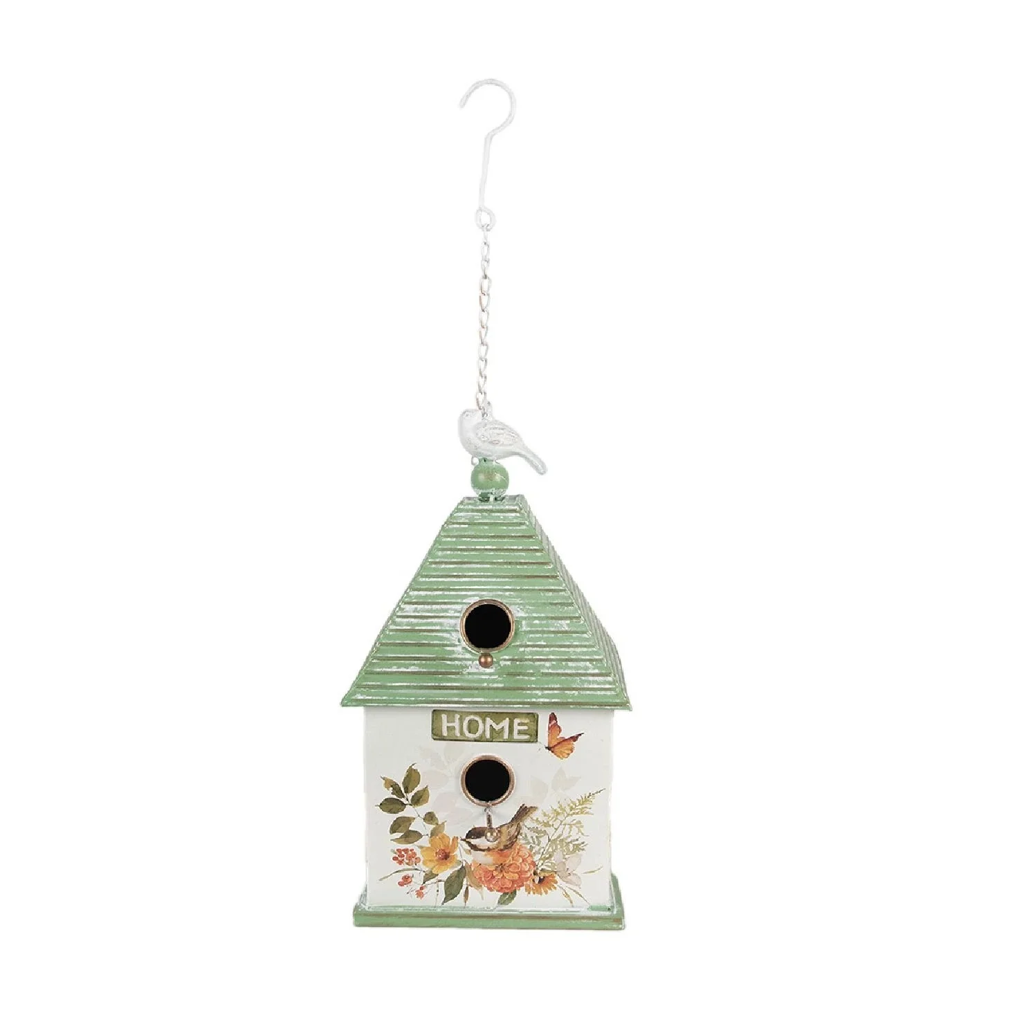 Bird Feeder/House 20 x 18 x 38cm White Green