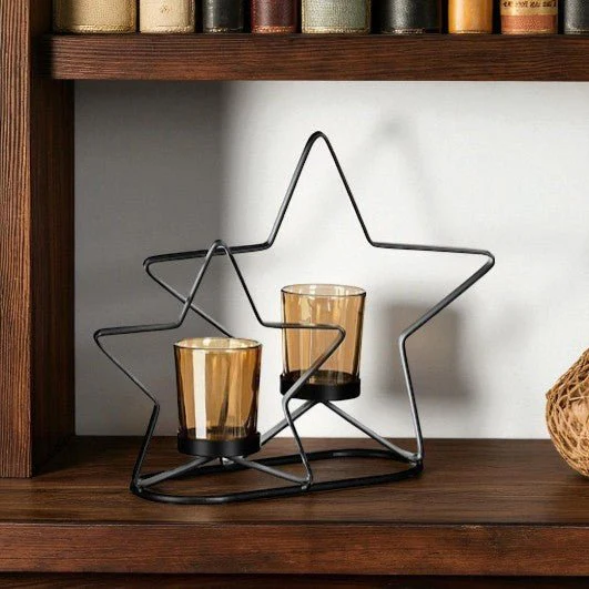 Black Star Tealight Holder 22cm