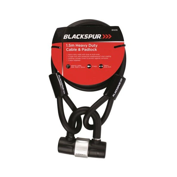 Blackspur 1.5m Heavy Duty Cable & Padlock