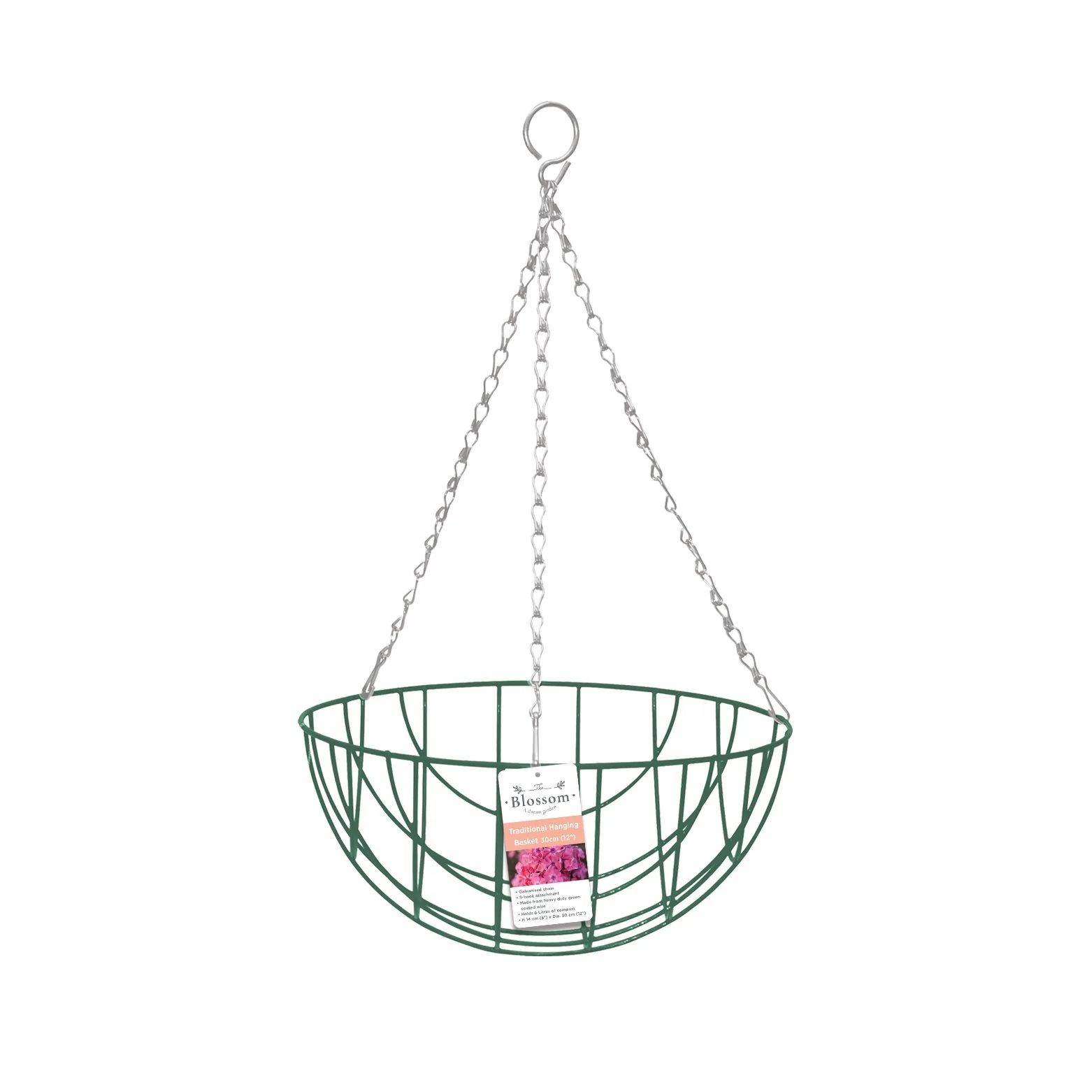 Blossom Traditional Hanging Basket 12″ Green